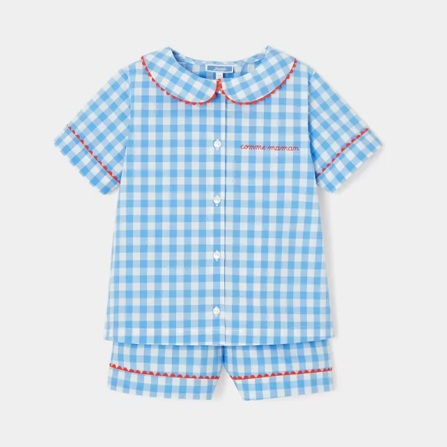 Krátké dívčí kostkované pyžamo