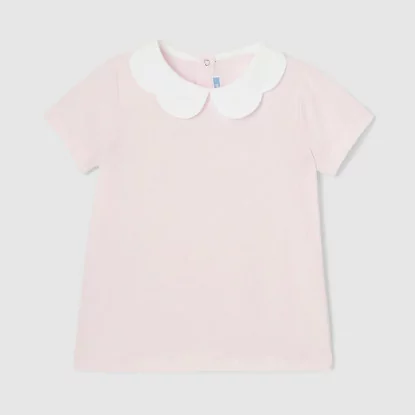 Girl polo shirt with scalloped collar