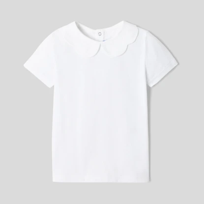 Girl polo shirt with scalloped collar