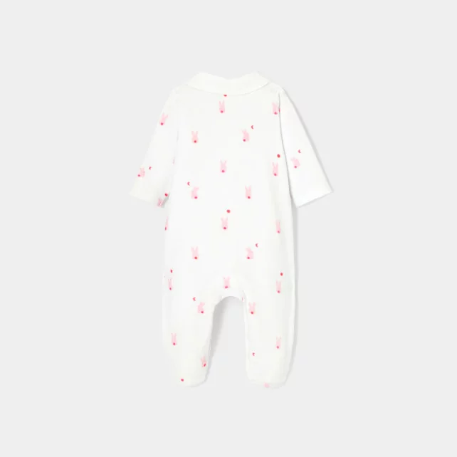 Baby girl pyjamas in printed velvet