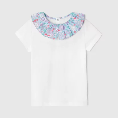 Girl t-shirt with Liberty fabric collar