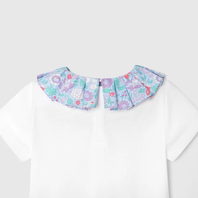 Girl t-shirt with Liberty fabric collar