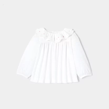 Baby girl blouse with double ruffle