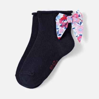 Baby girl socks with Liberty fabric bow