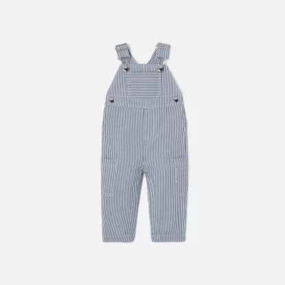 Baby boy overalls in striped twill