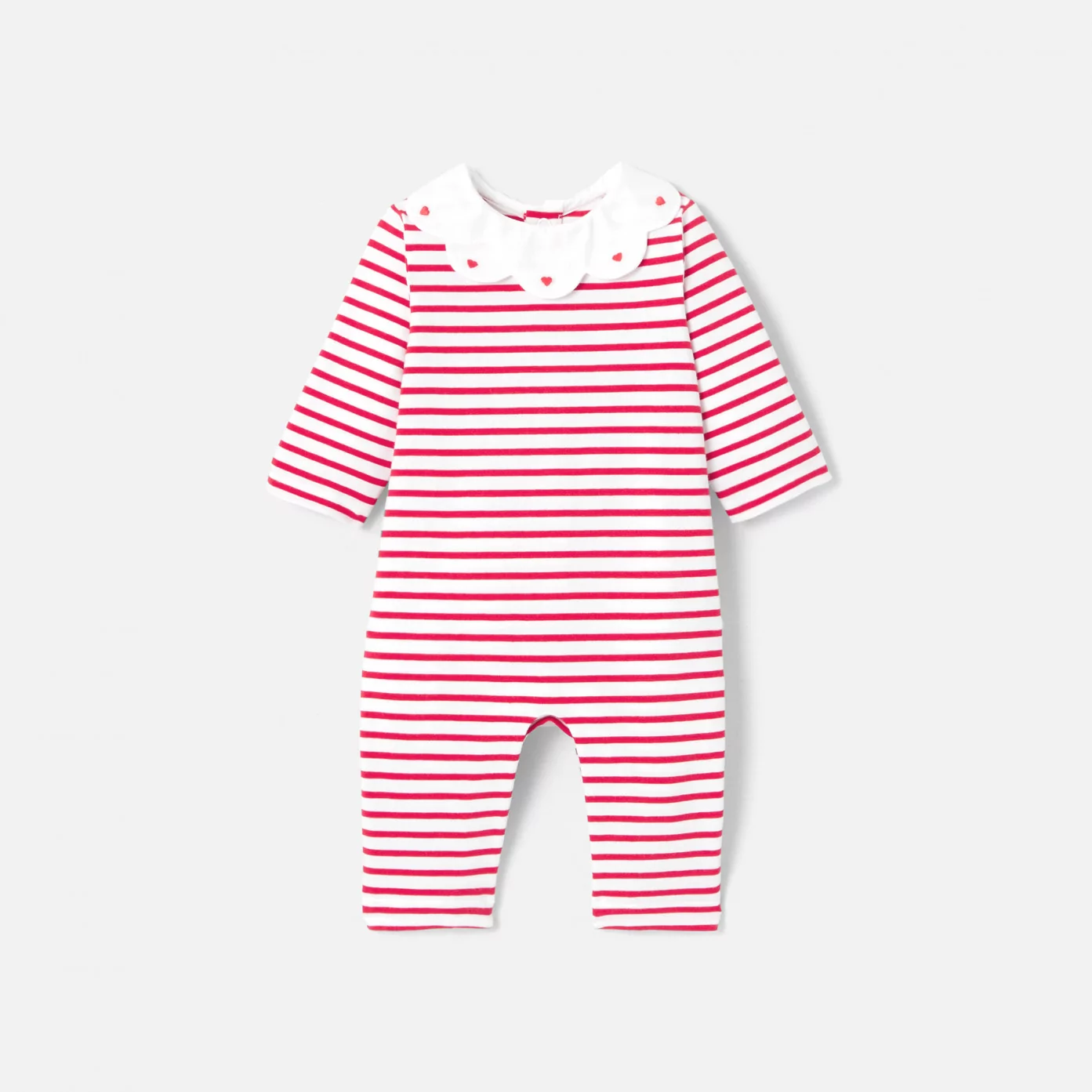 Baby girl jumpsuit in striped jersey