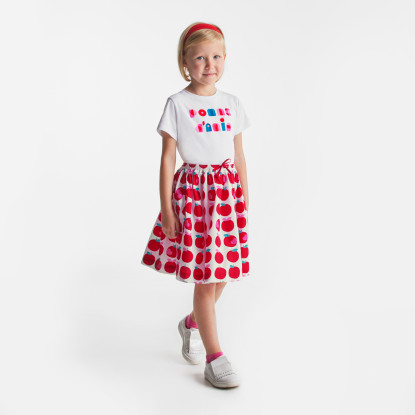 Girl apple print skirt
