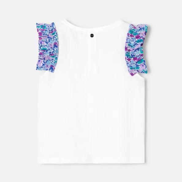 Girl T-shirt with ruffles in Liberty fabric