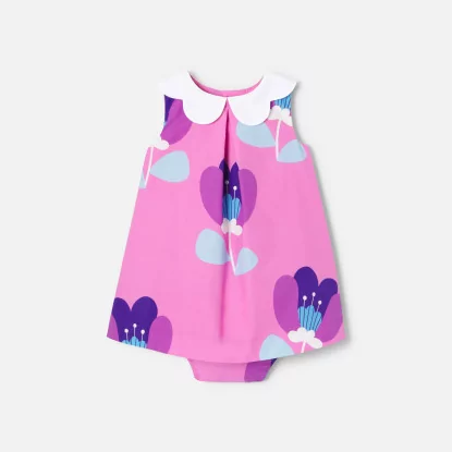 Šaty pro miminko s květinovým vzorem a áčkovým střihem