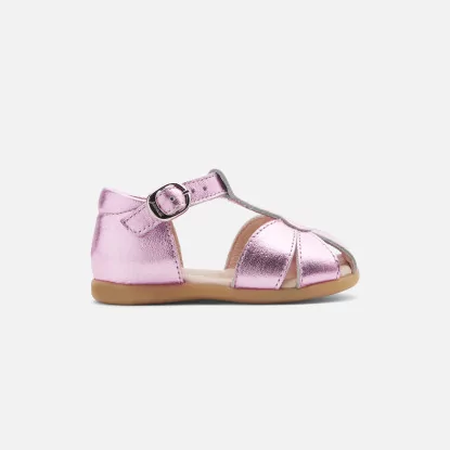 Baby girl iridescent leather sandals