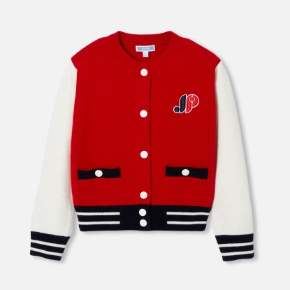 Girl knitted varsity jacket