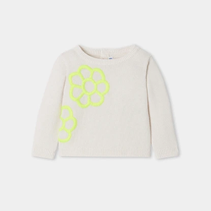 Baby girl jumper with embroidered flowers