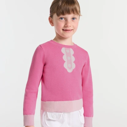 Girl sweater with trompe-l'œil collar