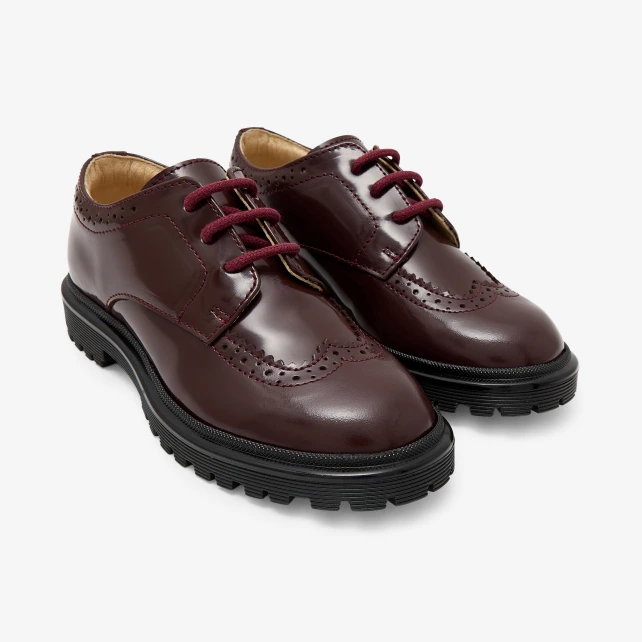 Boy derbies in glazed leather